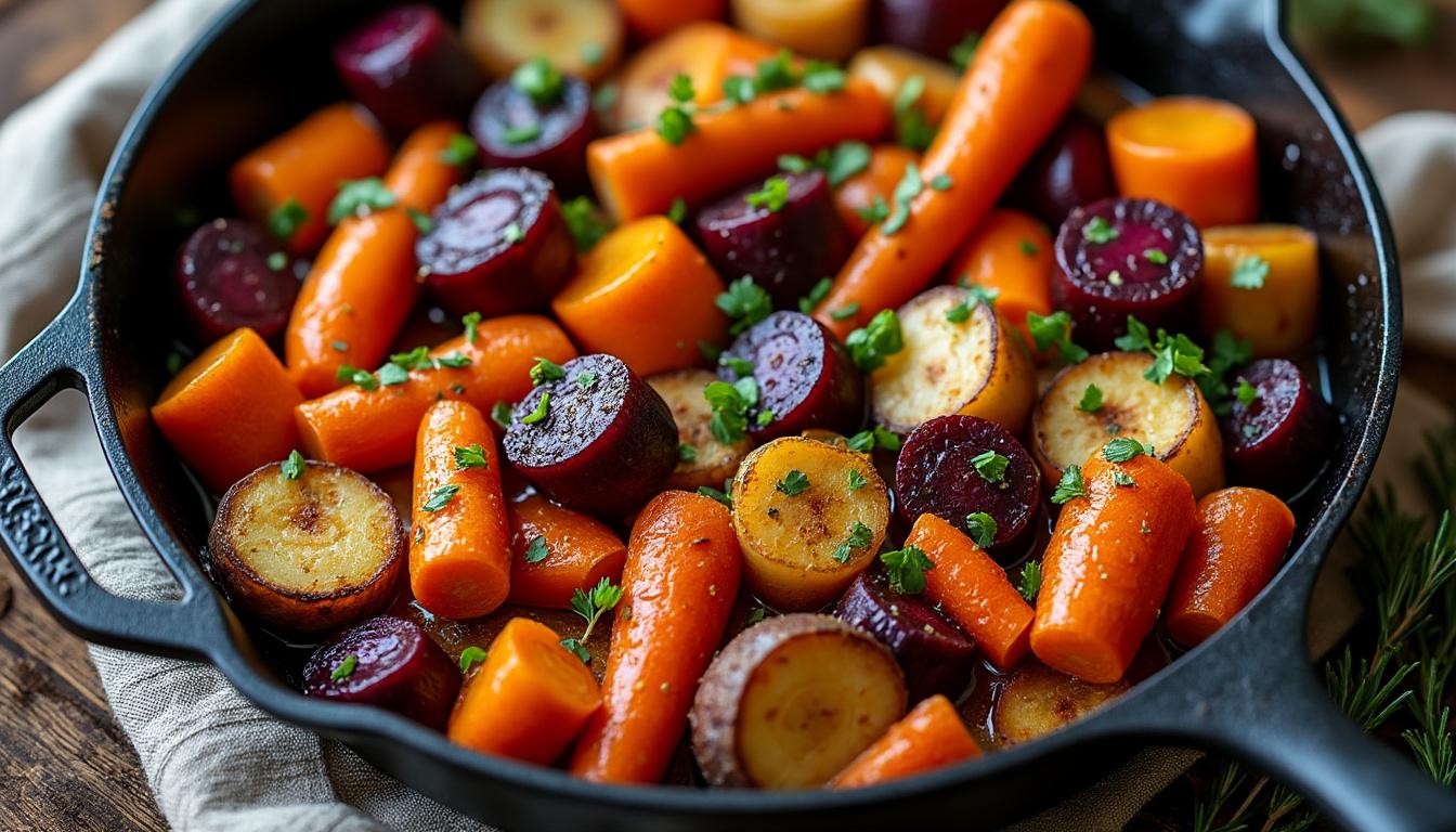 découvrez la recette savoureuse des légumes rôtis au cidre, un plat simple et délicieux qui marie parfaitement douceur et épices pour régaler toute la famille.