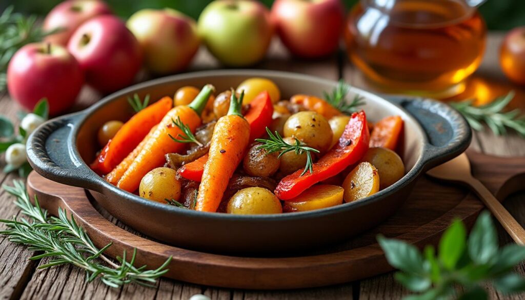 découvrez une recette savoureuse de légumes rôtis au cidre, parfaite pour sublimer vos repas avec des saveurs riches et délicates.